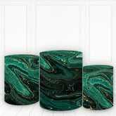 Lofaris Gold Glitter And Black Green Plinth Cover Abstract Cylinder